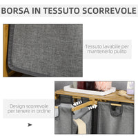 Easycomfort Portabiancheria in Legno di bambù con Doppio cesto Estraibile e Ripiano a Doghe, 63.5x33x73cm Grigio
