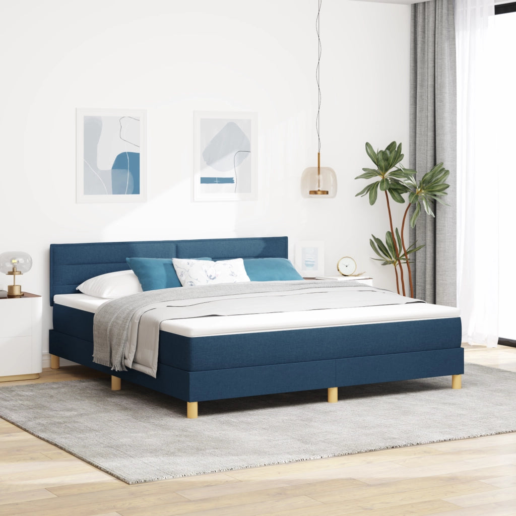 Letto Box Spring con Materasso Blu 180x200 cm Tessuto