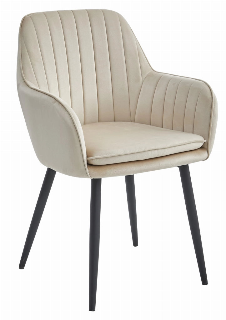 Valora LUGO Sedia Velluto Beige Gambe Nere x2