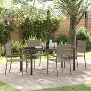 Set da Pranzo Giardino 5 Pezzi Grigio in Rattan PE
