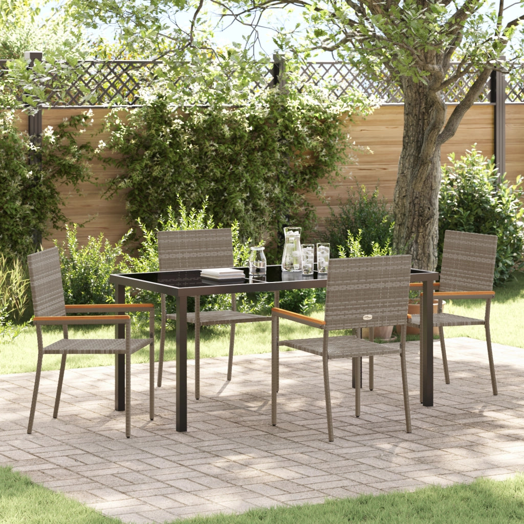 Set da Pranzo Giardino 5 Pezzi Grigio in Rattan PE