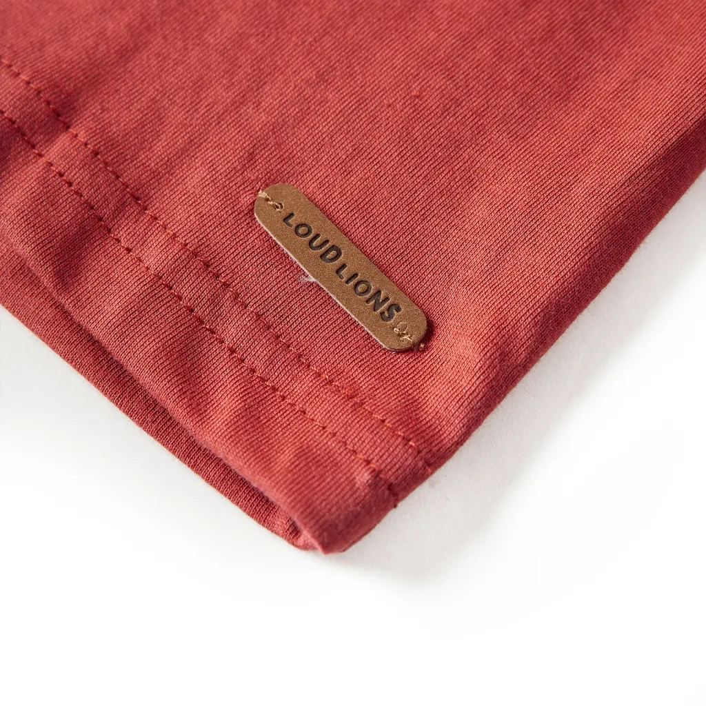 Maglietta per Bambini a Maniche Lunghe Rosso Bruciato 92 13029