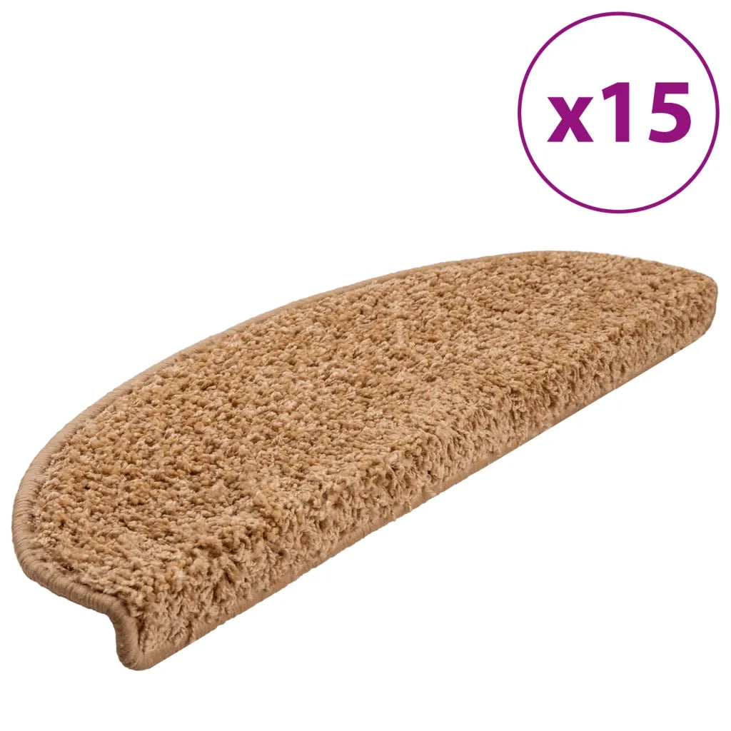 Tappetini per scale 15 pz 65x21x4 cm Beige Semicircolari Grandi 133902