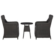 Set Bistrot da Giardino 3 pz con Cuscini in Polyrattan Nero