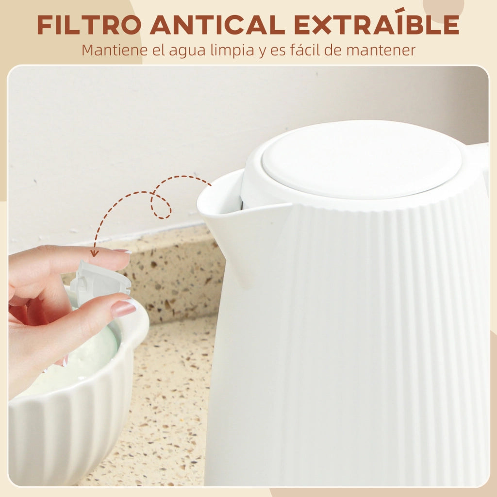 Bollitore Elettrico 1,7L 2200W ¨C Xylo ¨C Filtro Anticalcare Removibile Spegnimento Automatico Base Girevole 360¡ã Crema