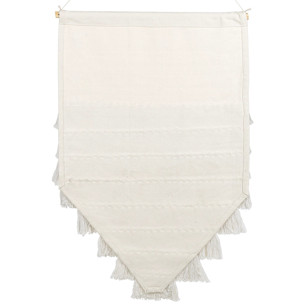 Decorazione da parete in cotone bianco sporco intrecciato a mano con frange Decorazione da parete Appendiabiti Decorazione in stile Boho Soggiorno Camera da letto