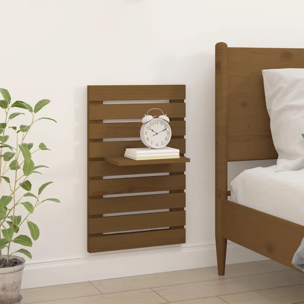 2 pz Mensole da Letto a Parete | Mensola sospesa Ambra Legno Massello di Pino
