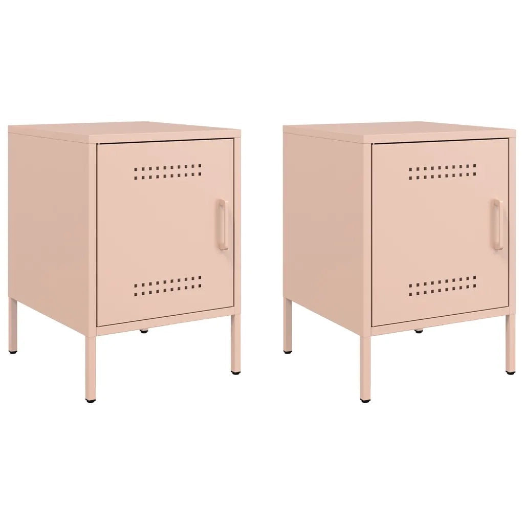 Comodini 2 pz-Set di 2 Tavolino da notte Rosa 36x39x50,5 cm in Acciaio 875994