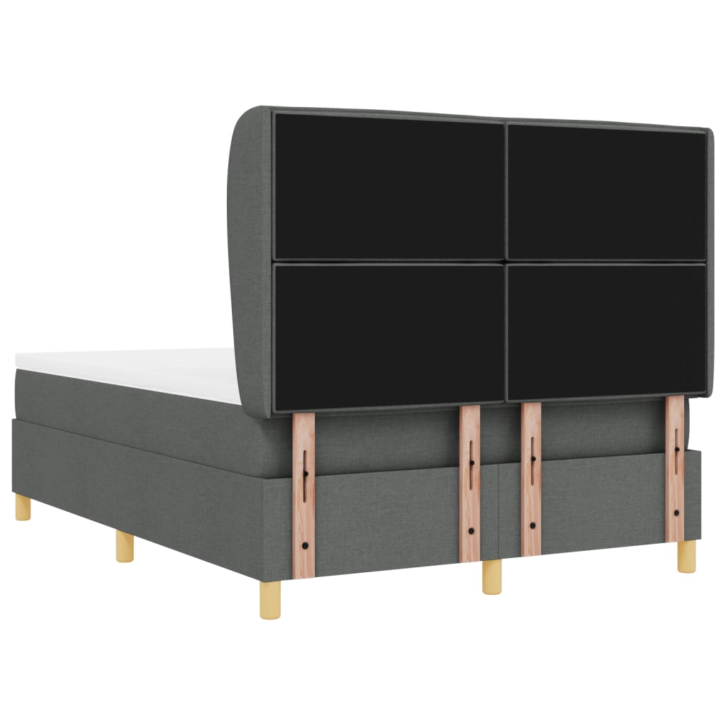 Letto Box Spring con Materasso Grigio Scuro 140x200 cm Tessuto