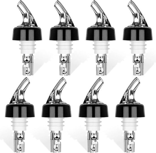 Dispensatore di liquido 8 pezzi - Aiuto per la doseatura che rilascia - Funzione di arresto - Divisore di dosi - Dispensatore di liquido forte - Doseatore di cocktail.