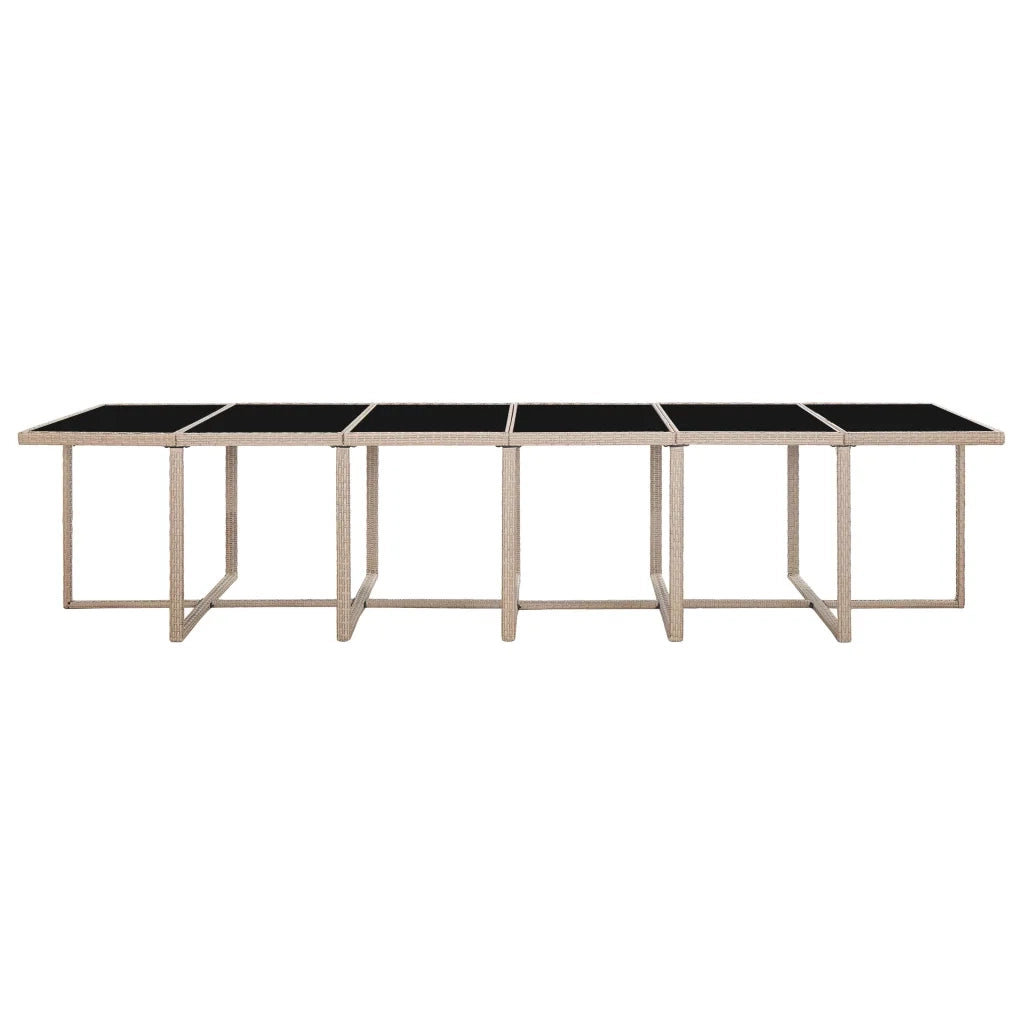 Set da Pranzo da Giardino 17 pz con Cuscini in Polyrattan Beige