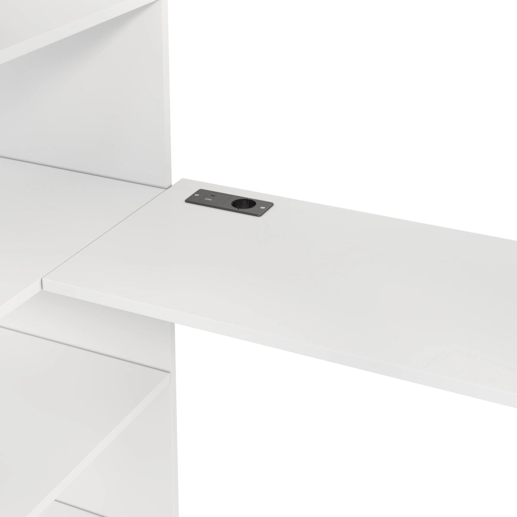 Letto a Soppalco 90 x 200 cm; Letto Singolo - Scrivania; Armadio; LED e USB - Bianco