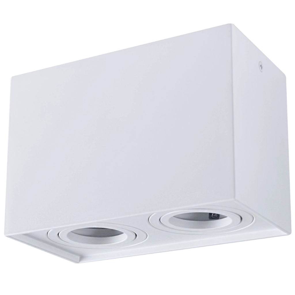 Plafoniera spot superficie quadrata bianca 2xGU10 Polux