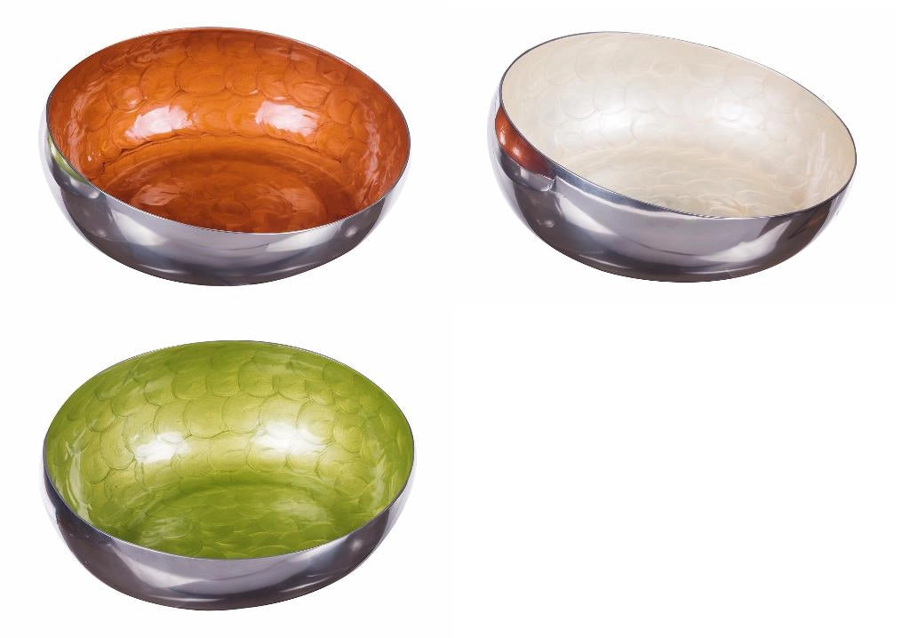 Centrotavola ciotola decorativa snack in alluminio smaltato 25 x 10 cm 3 Colori