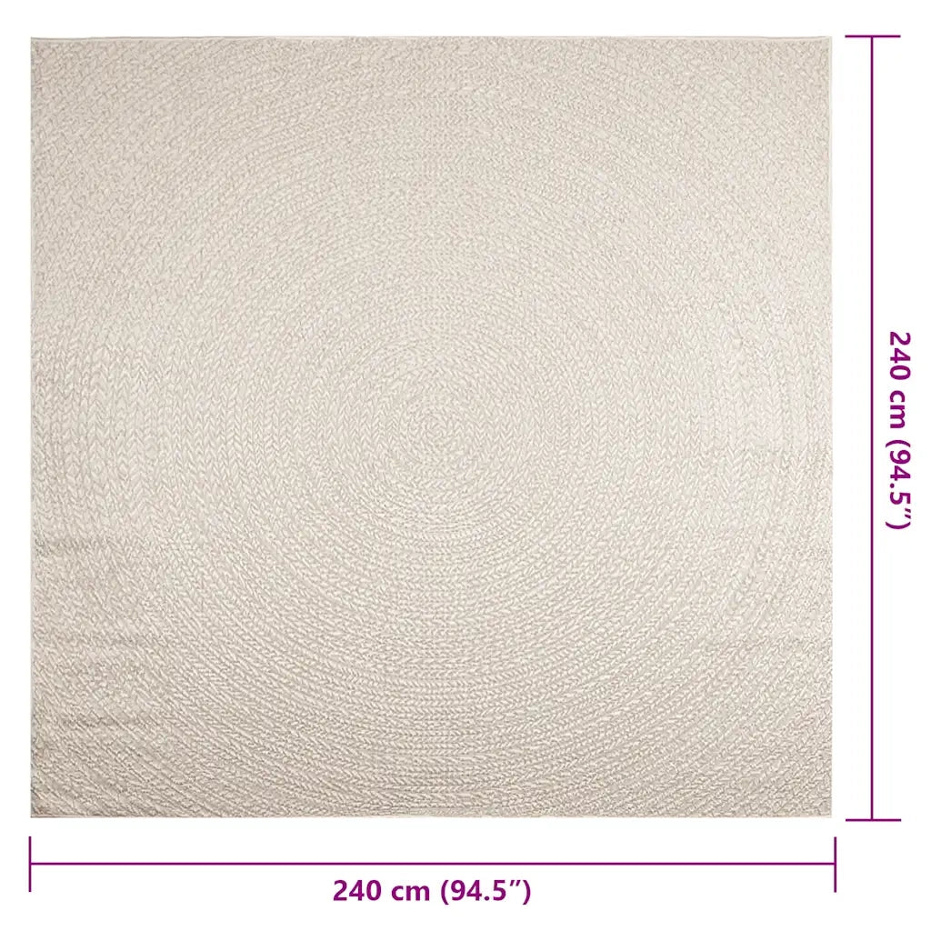 vidaXL Tappeto ZIZUR Crema 240x240 cm Aspetto Iuta Interni ed Esterni