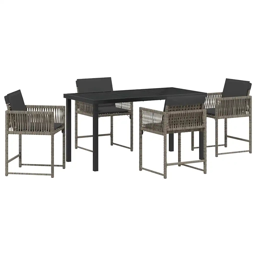 Set da Pranzo per Giardino 5 pz | Set Salotto da Giardino Grigio polyrattan