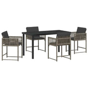 Set da Pranzo per Giardino 5 pz | Set Salotto da Giardino Grigio polyrattan