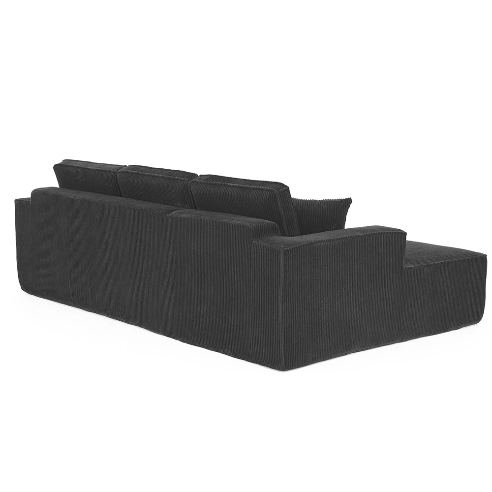 Divano angolare in velluto costato - Xylo - 2 posti + chaise longue, schiuma ad alta densit¨¤