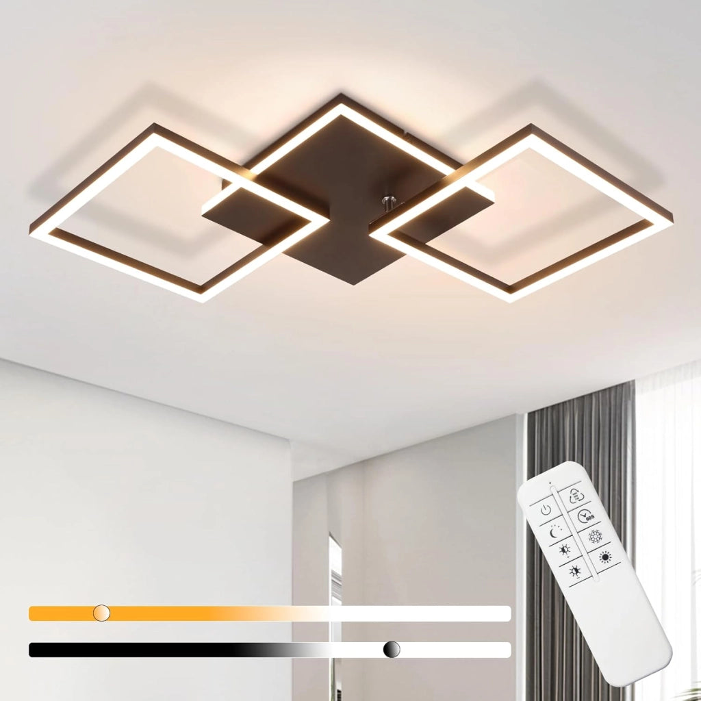 ZMH Lampada da soffitto plafoniera LED moderna nera 3000-6500K per soggiorno cucina ufficio