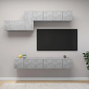 Set di Mobili Porta TV 7 pz Grigio Cemento in Legno Multistratocod mxl 120797