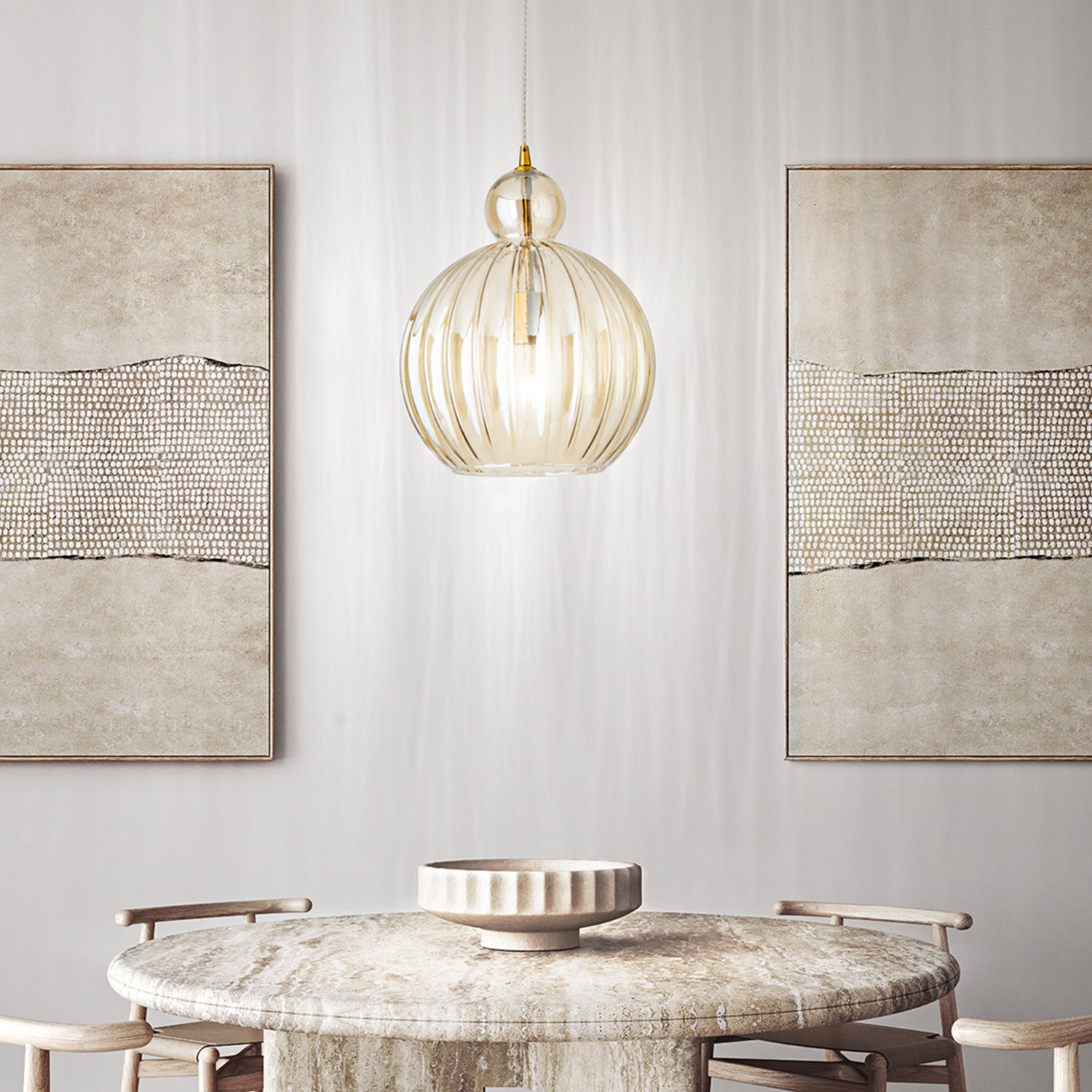 Sospensione Contemporanea Metallo Vetro Cognac 1 Luce E27 Ip20 D32