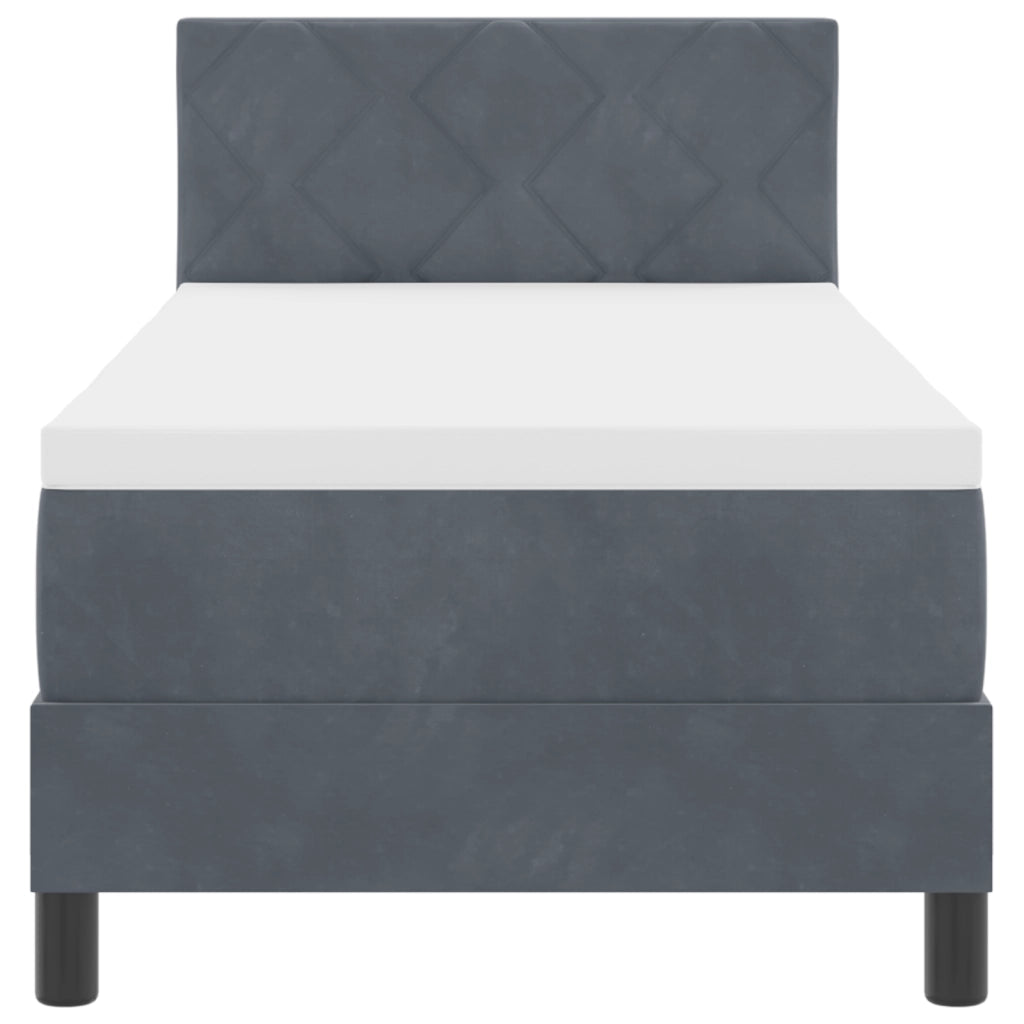 Letto Box Spring con Materasso Grigio Scuro 80x200 cm in Velluto