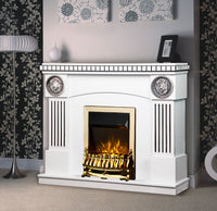 Camino Elettrico da Pavimento 105x120x33 cm Effetto Fiamma 2000W Prometeo & Galileo Gold Bianco/nero