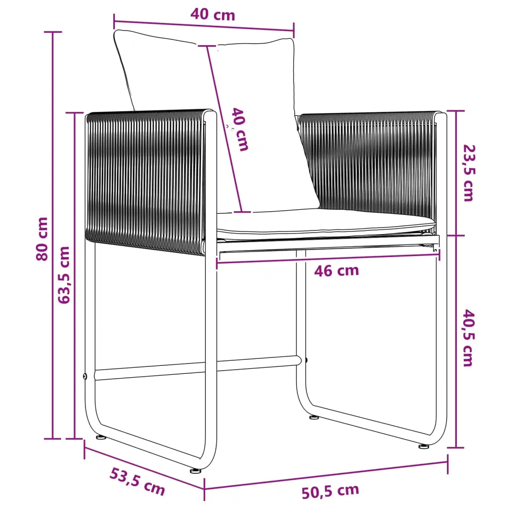 Set da Pranzo per Giardino 9 pcs Nero e antracite