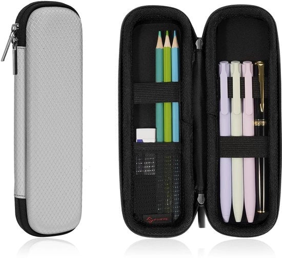Etui in EVA dura, protezione shock, custodia per penne stilografiche per ufficio e scuola (grigio, piccola)