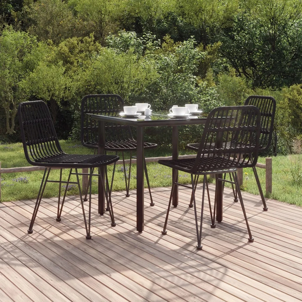 Set da Pranzo da Giardino 5 pz Nero in Polyrattan cod mxl 35594