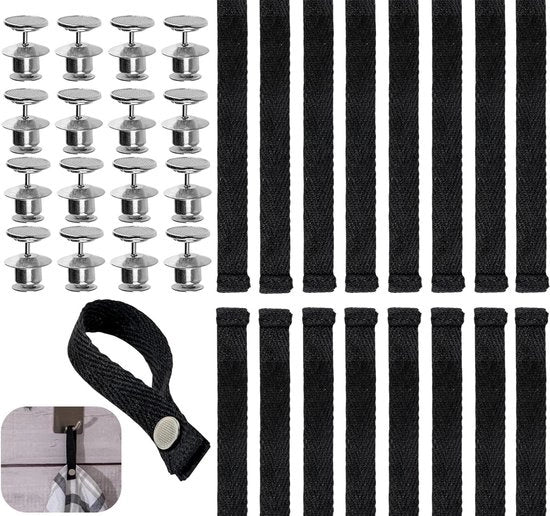 Hangers per tessuto 16 pezzi - Asciugamani senza cucire - Decorazione per asciugamani e asciugamani per il bagno - 15 x 12 cm - Hanger per asciugamani per camper - Nero