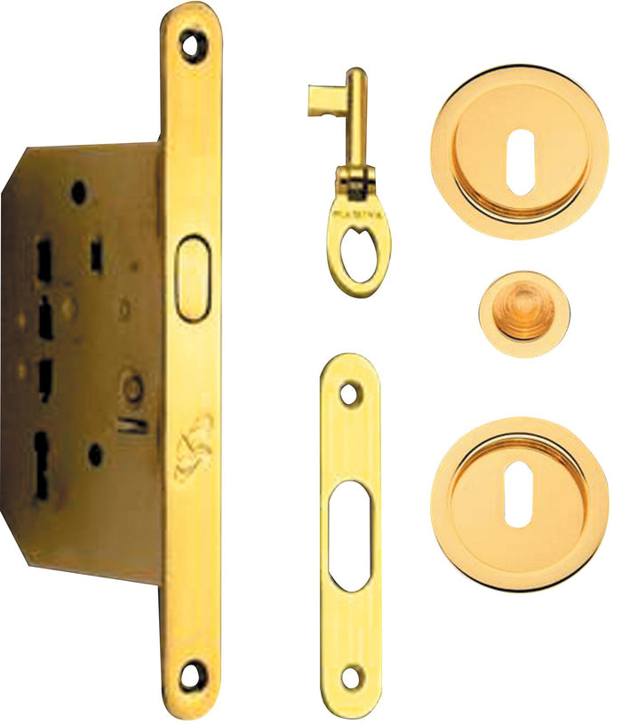 kit x porte scorrevole con coppia nicchie tonda con chiave oro-lucido cod:ferx.8503