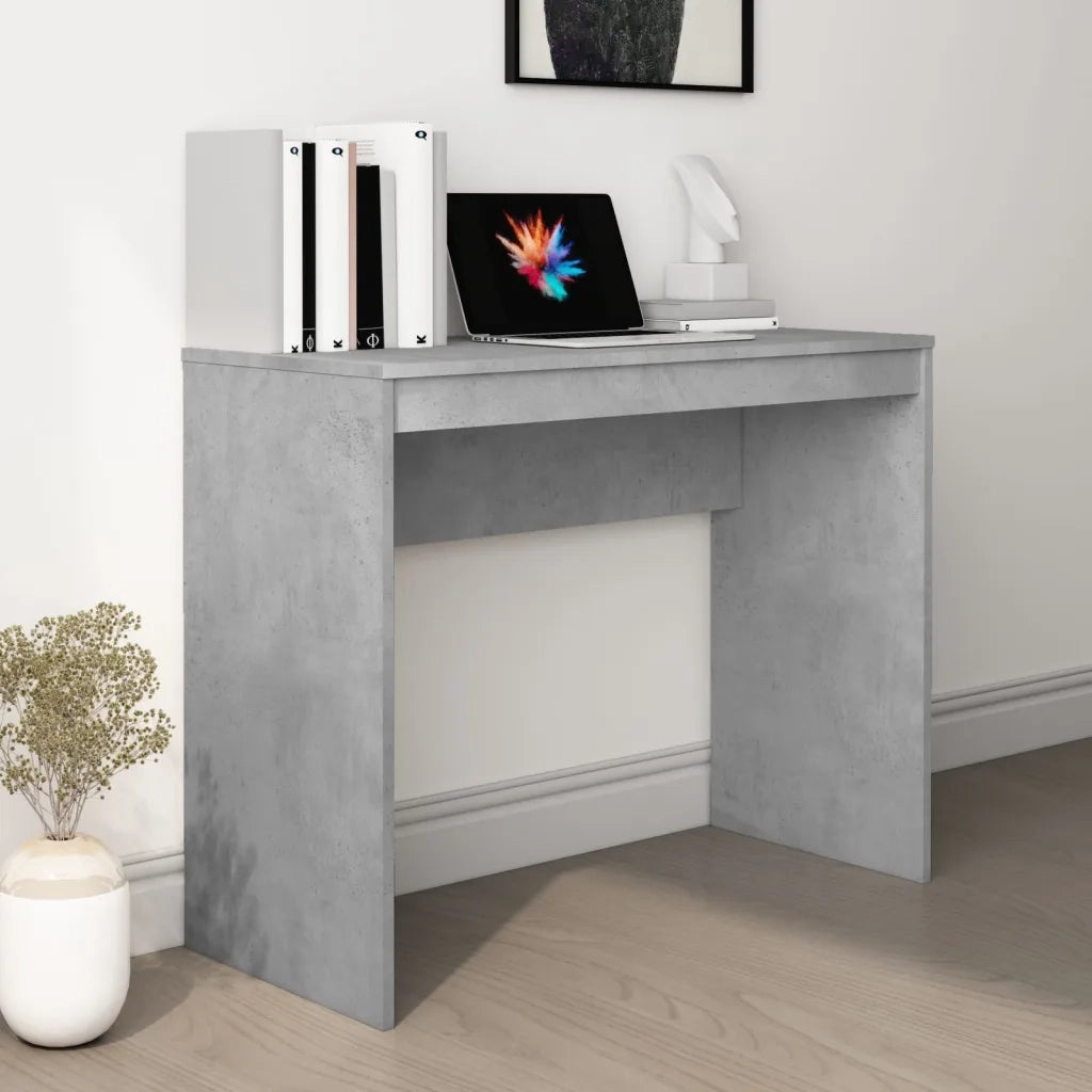 Scrivania | Tavolo da Ufficio Grigio Cemento 90x40x72 cm in Legno Multistrato