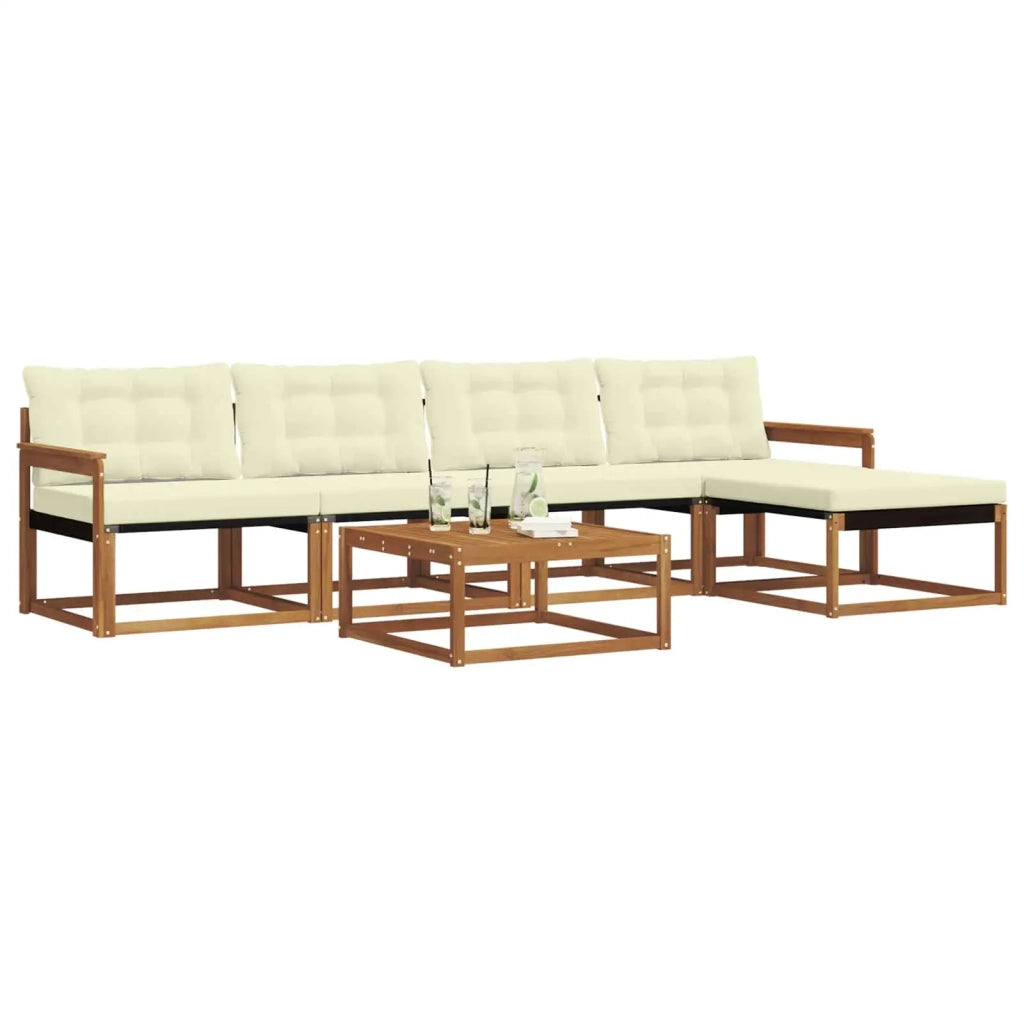 Set di divani da esterno con cuscino 6 pcs Naturale e Crema