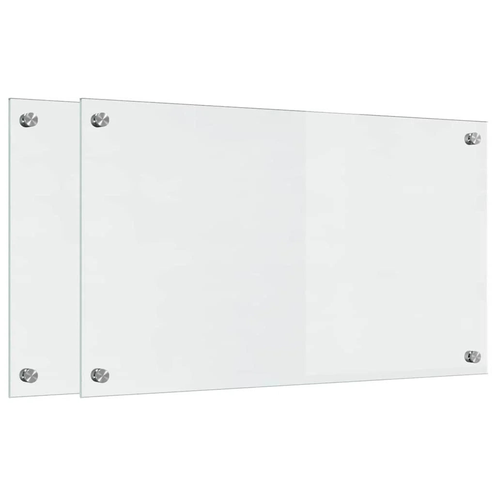 Set di 2 pannelli paraschizzi per cucina moderni design elegante 70 x 40 cm resistenti al calore facili da pulire realizzati in vetro temperato trasparente 02_0056294