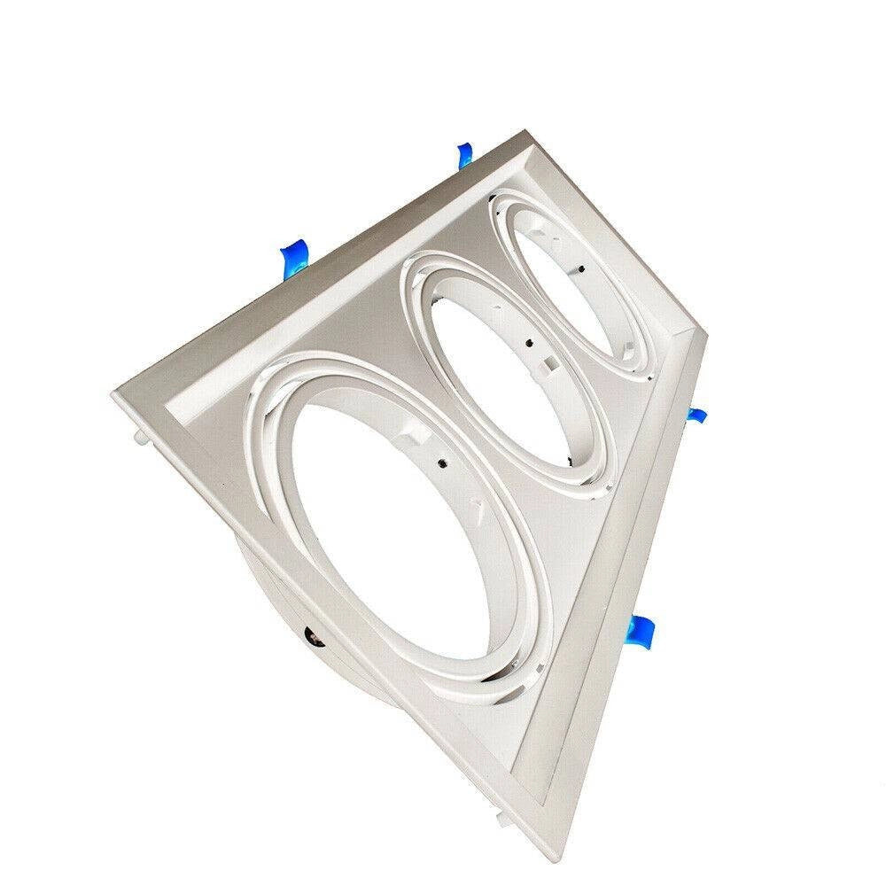 Trade Shop - Portafaretti Incasso Triplo Per Faretto Ar111 Rettangolare Orientabile P-ar111-3 - Bianco
