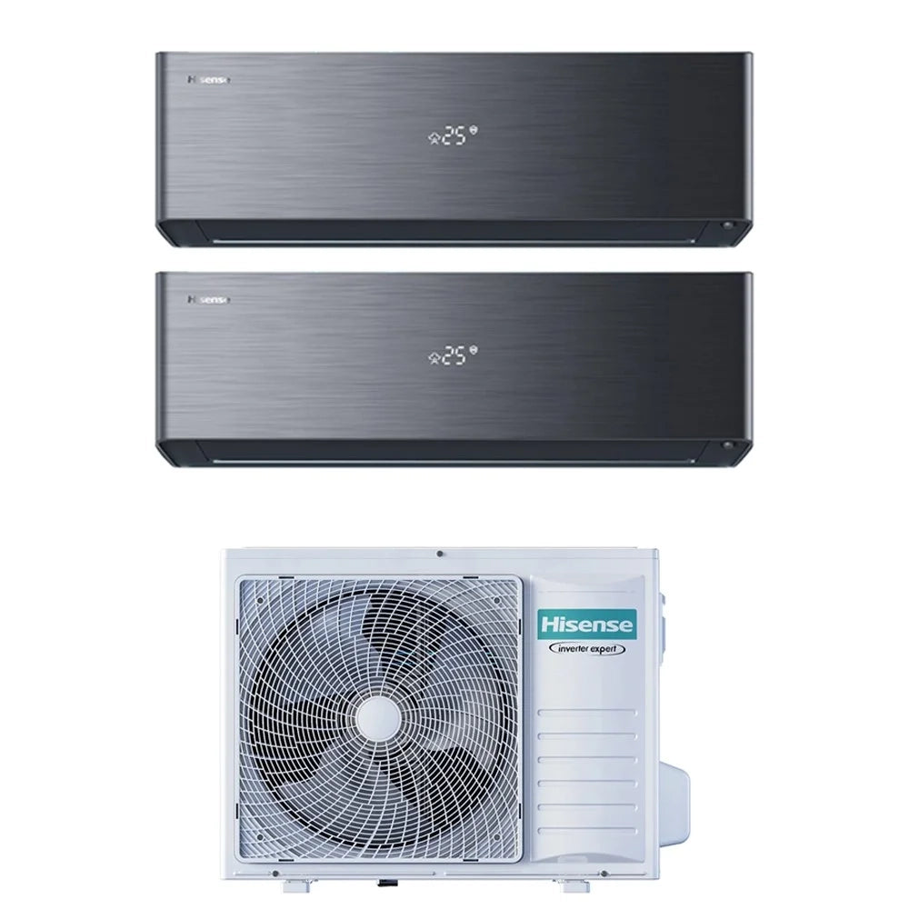 Condizionatore Hisense Dual Split Inverter ENERGY PRO BLACK X 9+12 con 3AMW62U4RJC R-32 Wi-Fi Integrato