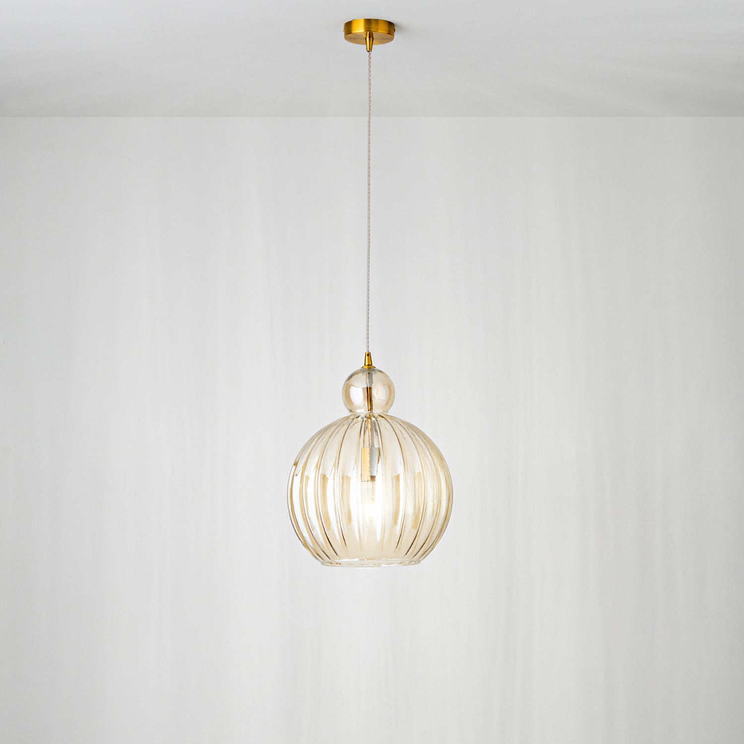 Sospensione Contemporanea Metallo Vetro Cognac 1 Luce E27 Ip20 D25