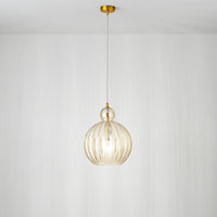 Sospensione Contemporanea Metallo Vetro Cognac 1 Luce E27 Ip20 D25