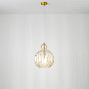 Sospensione Contemporanea Metallo Vetro Cognac 1 Luce E27 Ip20 D25