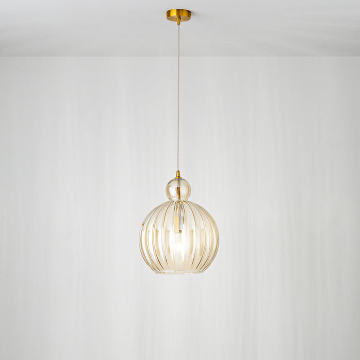 Sospensione Contemporanea Metallo Vetro Cognac 1 Luce E27 Ip20 D25