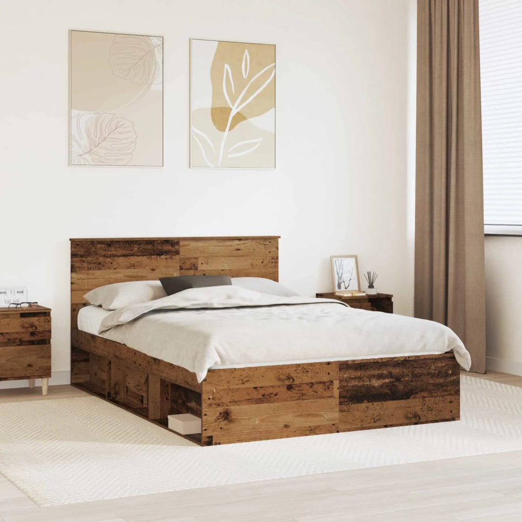 Struttura del letto con testiera Legno vecchio 140 x 190 cm