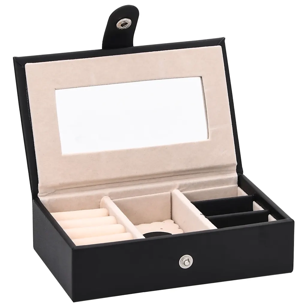Portagioie a 3 Strati con Specchio Bloccabile Nero 26x18x17,5cm CFW3192193