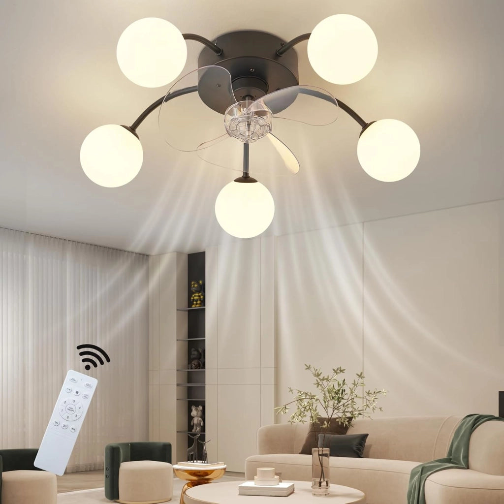 ZMH Ventilatore da Soffitto Silenzioso G9 con Luce Telecomando 6 Velocità per Sala da Pranzo Lampadina Non Inclusa