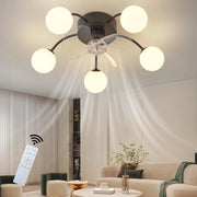 ZMH Ventilatore da Soffitto Silenzioso G9 con Luce Telecomando 6 Velocità per Sala da Pranzo Lampadina Non Inclusa