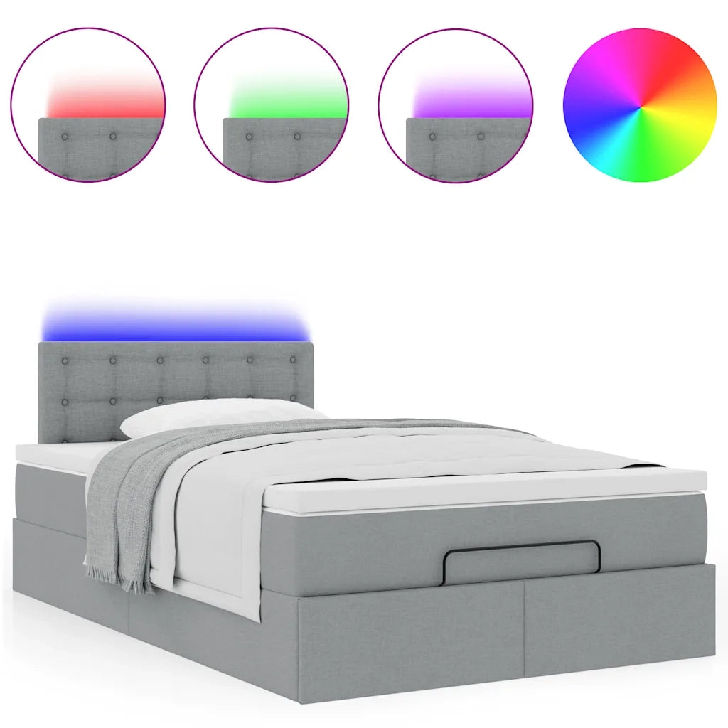 Pouf Letto con Materasso Grigio Chiaro 120x190 cm in Tessuto 3312457