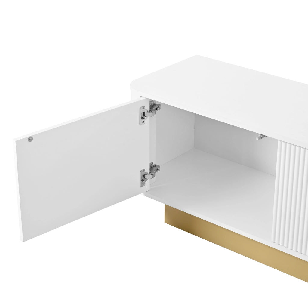 Mobile TV 170x40.5x47 cm; con 3 ante e gestione cavi; MDF e pannello truciolare bianco