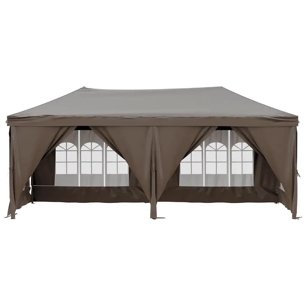 Tenda per Feste Pieghevole con Pareti Laterali Tortora 3x6 m