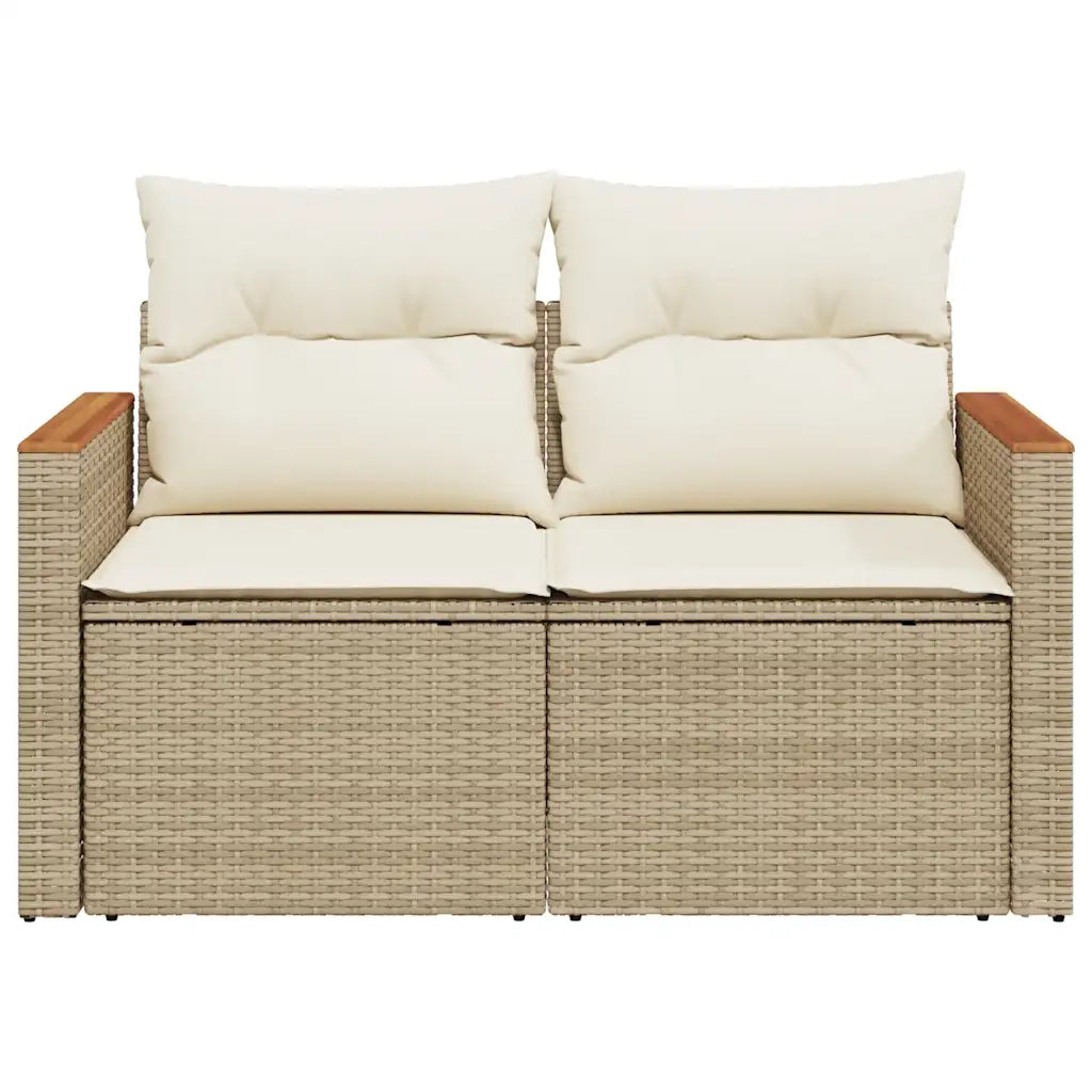Divano da Giardino con Cuscini a 2 Posti Beige in Polyrattan 366082