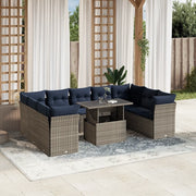 Set Divani da Giardino 10 pz con Cuscini Grigio in Polyrattan 3266821